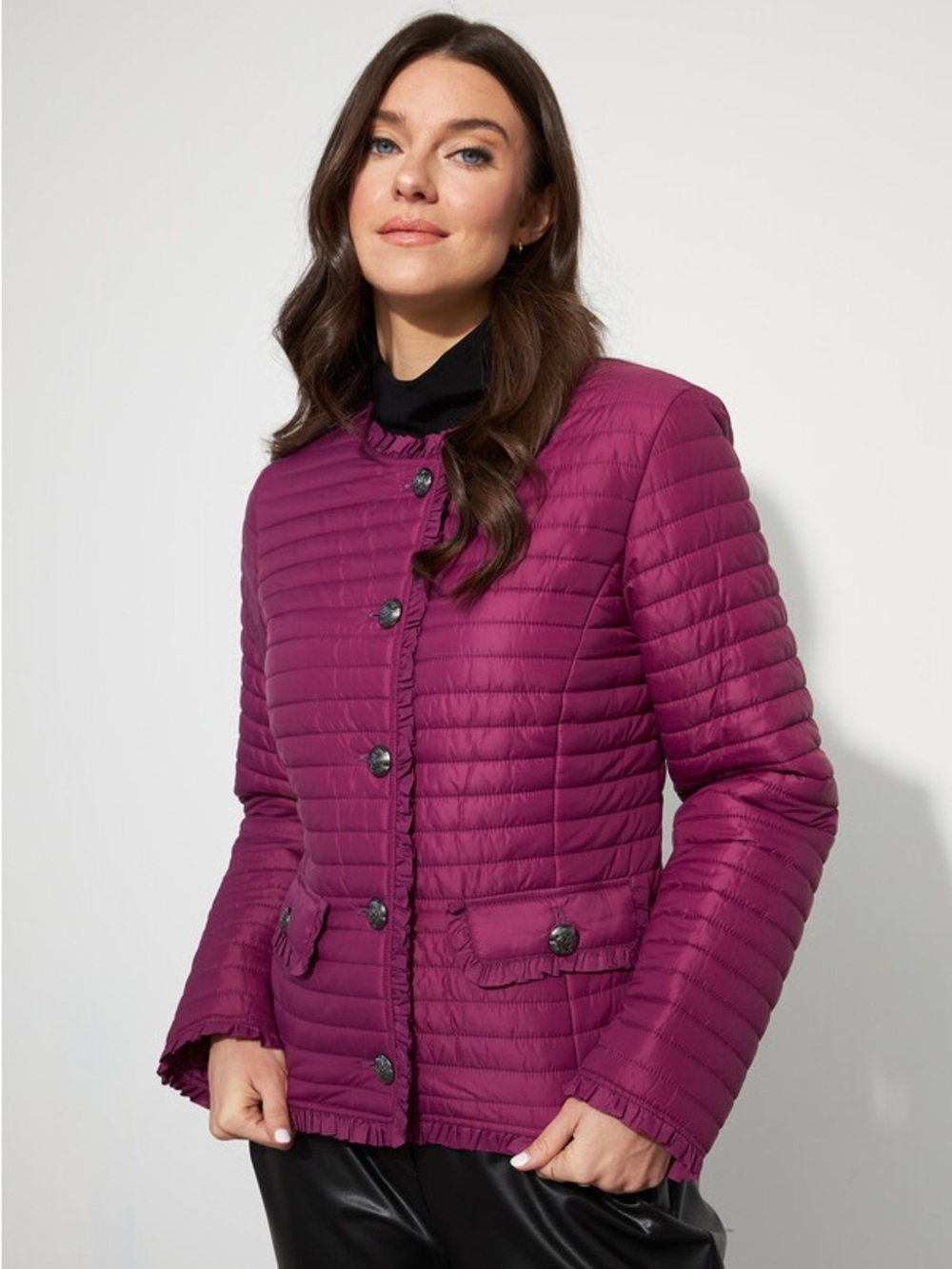 Joseph Ribkoff Quilted Short coat with metal buttons Model 223908